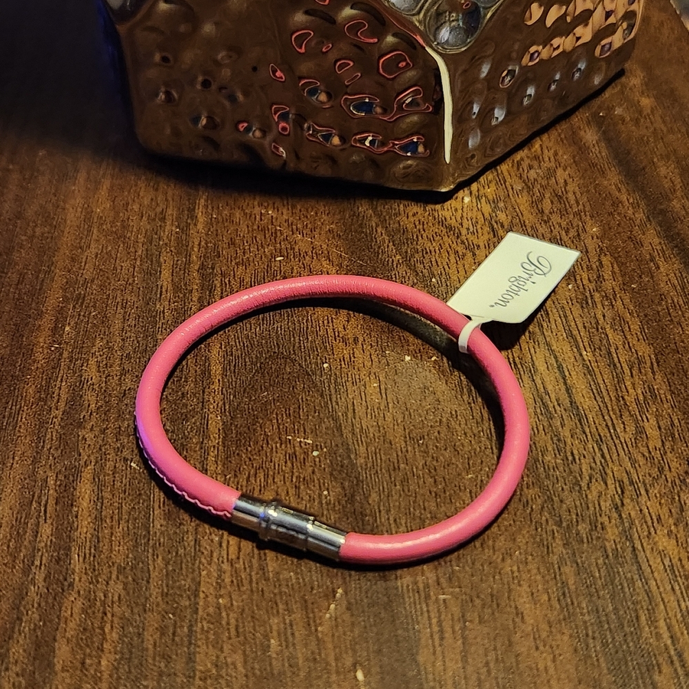 BRIGHTON Coachella pink size Medium M charm bead bracelet LEATHER NEW$34